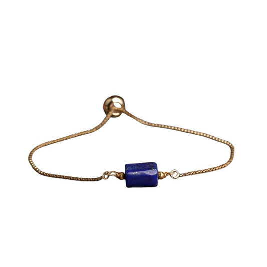 bracelet fin "Exquis" Lapis-Lazuli ajustable, cadeau pour femme et homme