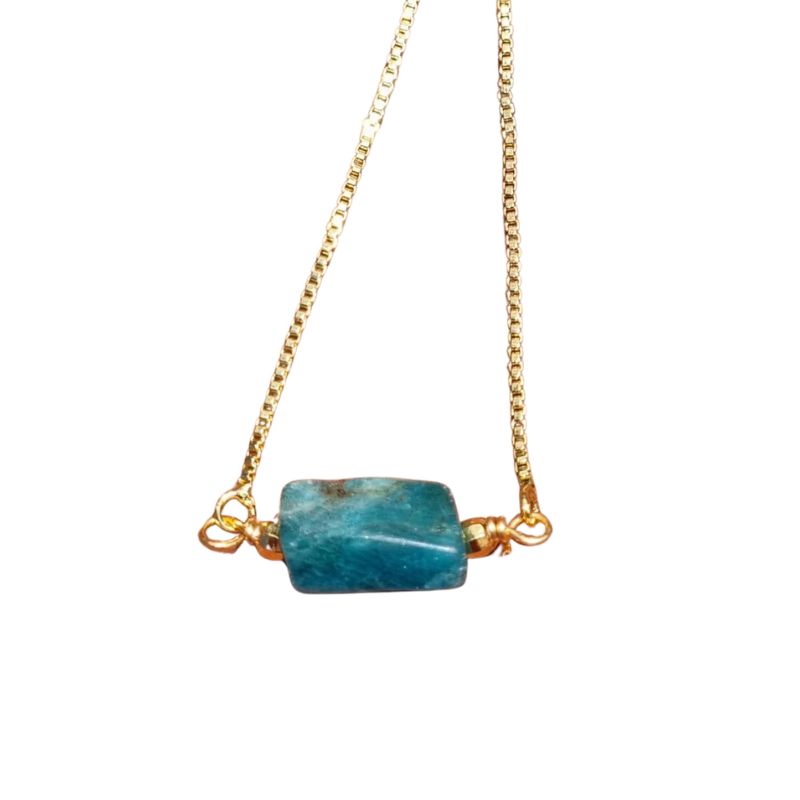 Bracelet fin "Exquis" pierre naturelle en apatite bleue, cadeau homme et femme pour fêtes