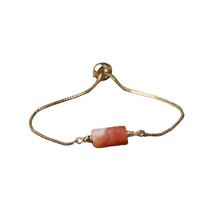 Bracelet fin "Exquis" en pierre naturelle Cornaline ajustable, cadeau femme 