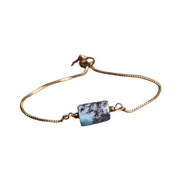 Bracelet fin "Exquis" en pierre naturelle Larimar ajustable, cadeau femme