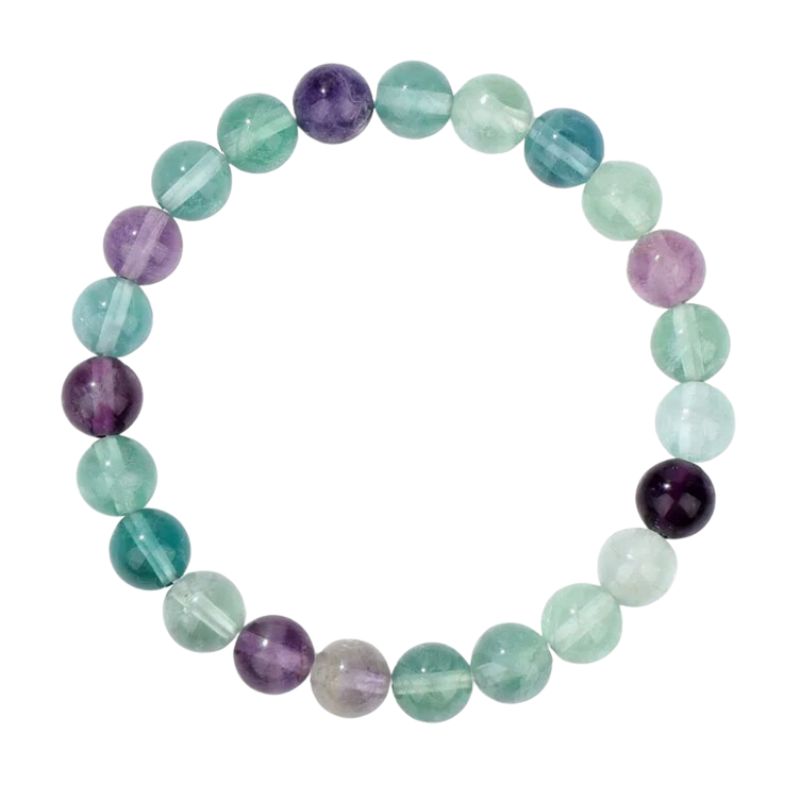 Bracelet Fluorite Boules 8 mm -19 cm, cadeau homme ou femme