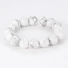 bracelet Howlite Boules 12 mm - 19 cm, cadeau homme ou femme