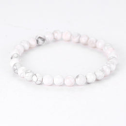 bracelet Howlite Boules 6 mm, cadeau homme ou femme