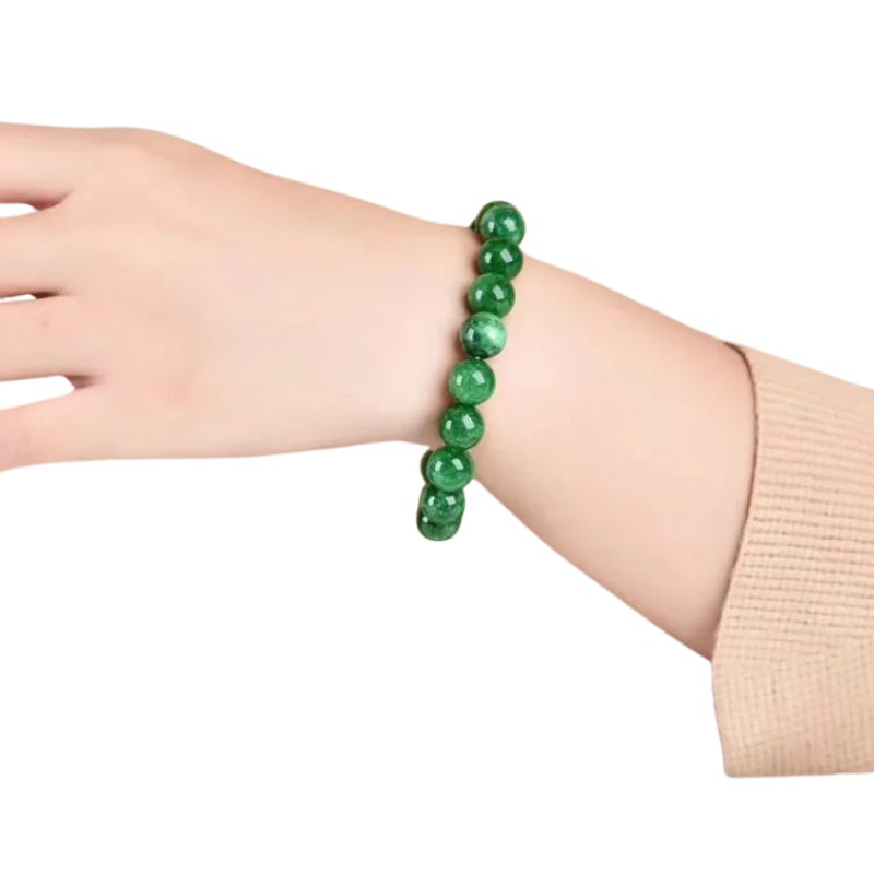 bracelet Jade Vert Boules 8 mm, cadeau lithothérapie homme, femme et ados