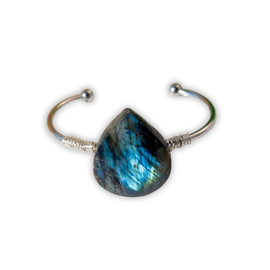 bracelet Labradorite Goutte d'eau Tressé argent, cadeau femme