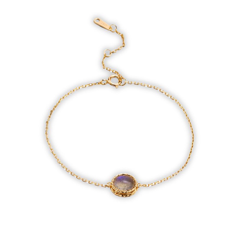 Bracelet labradorite or, cadeau lithothérapie femme 