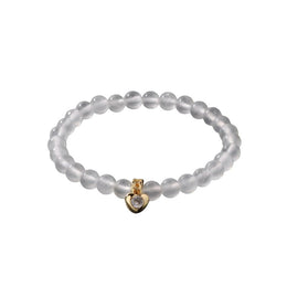 Bracelet "Love" Perles pierres naturelles en Sélénite, cadeau femme et ados