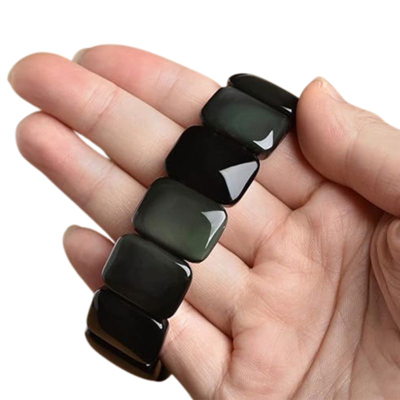bracelet Obsidienne Arc-en-Ciel, cadeau lithothérapie femme, homme et ados