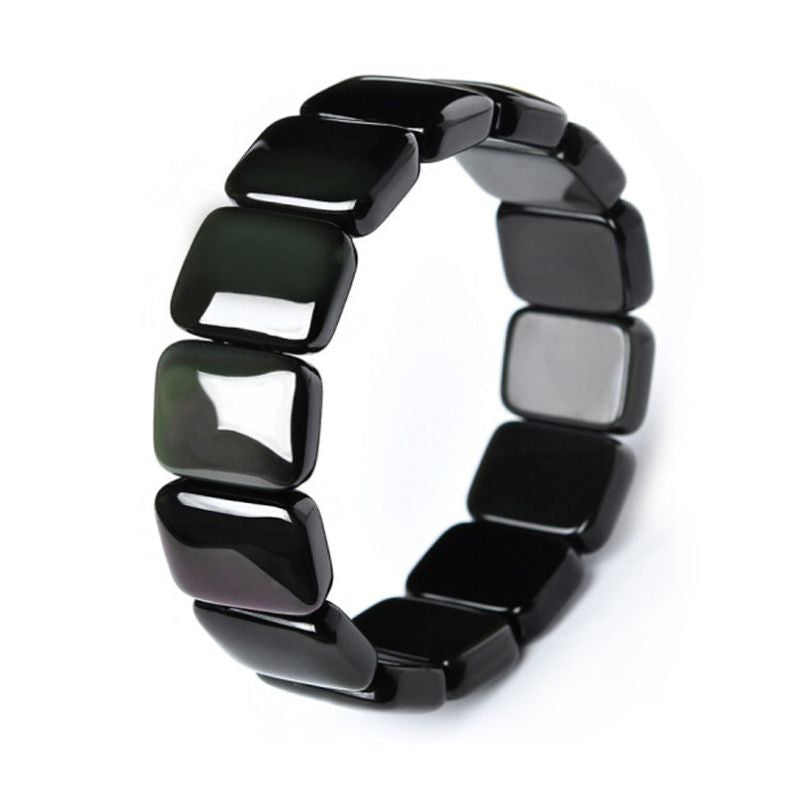 bracelet Obsidienne Arc-en-Ciel, cadeau lithothérapie femme et homme