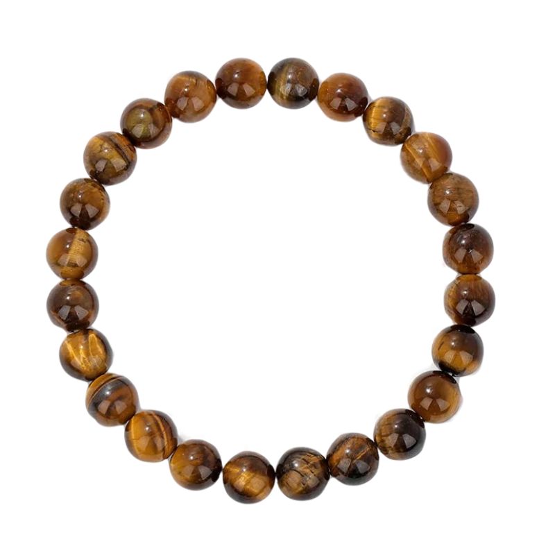 Bracelet Oeil de Tigre Boules 8 mm -19 cm, cadeau homme ou femme