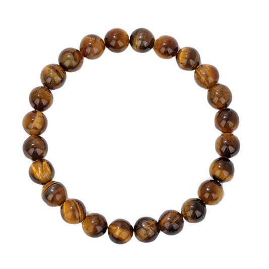 Bracelet Oeil de Tigre Boules 8 mm -19 cm, cadeau homme ou femme