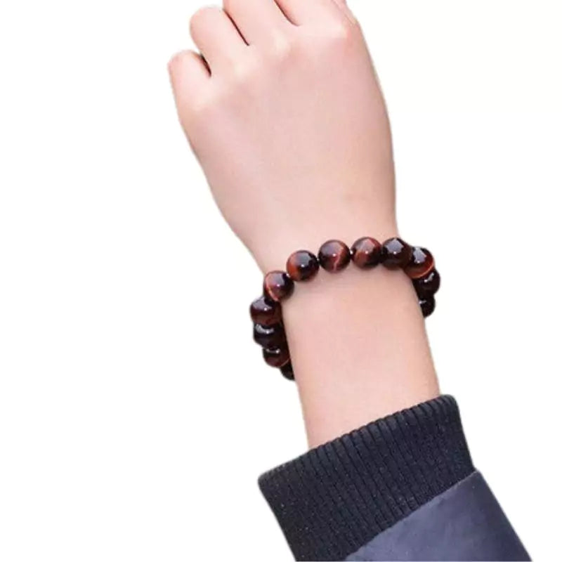 bracelet oeil de taureau boules 8 mm, cadeau lithothérapie femme, homme et adolescent