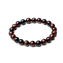 bracelet oeil de taureau boules 8 mm, cadeau lithothérapie femme, homme et ados