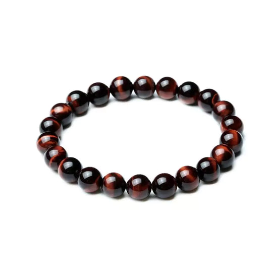 bracelet oeil de taureau boules 8 mm, cadeau lithothérapie femme, homme et ados