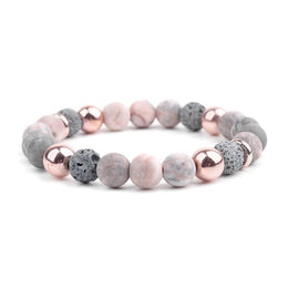 bracelet ouate en pierre de lave  et agate 18 cm, cadeau femme