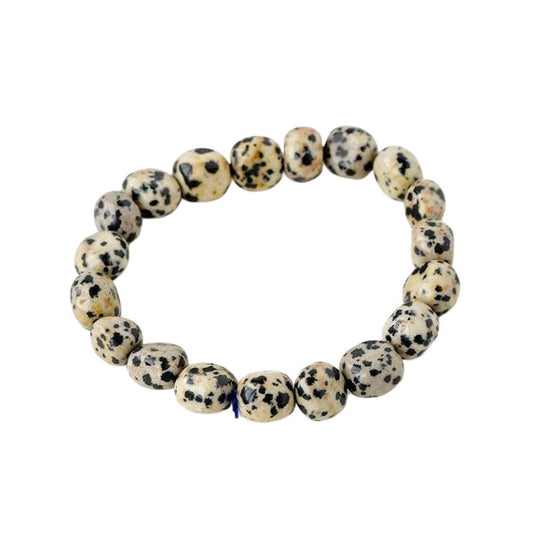 Bracelet "Pépites Sauvages" en pierres de Jaspe dalmatien, cadeau homme ou femme pour fêtes