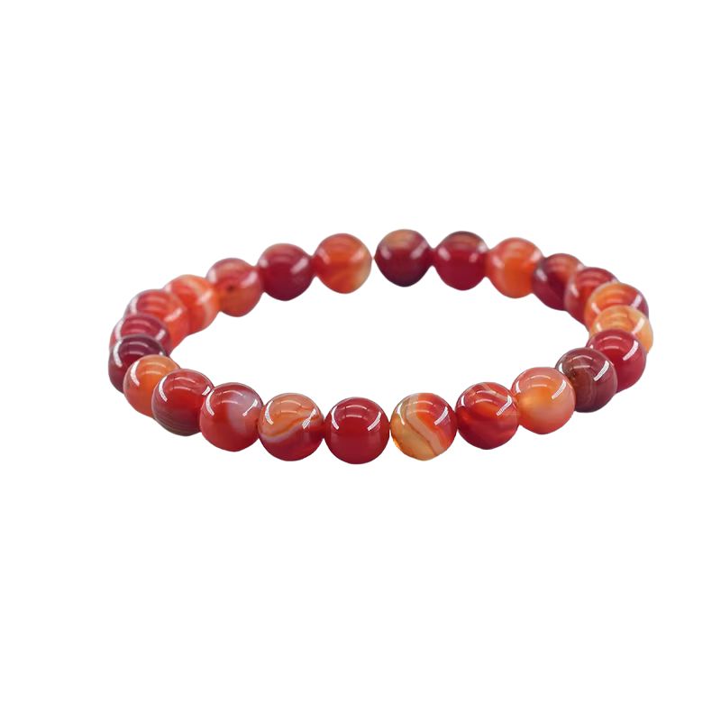 Bracelet Perles Cornaline 8 mm - 19 cm, cadeau femme ou homme