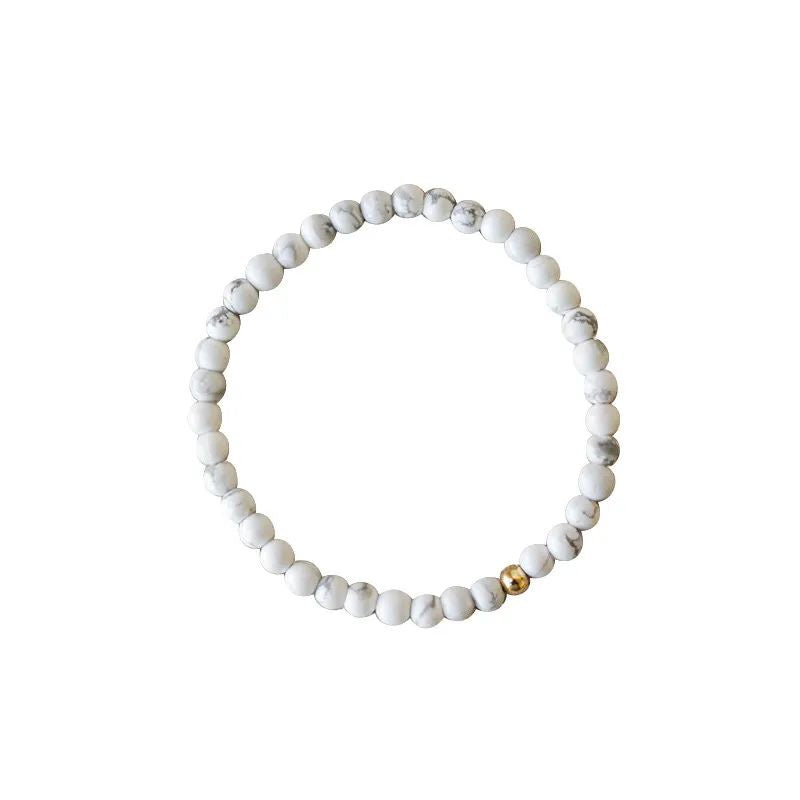 bracelet Perles Howlite 4 mm -18 cm, cadeau femme ou homme