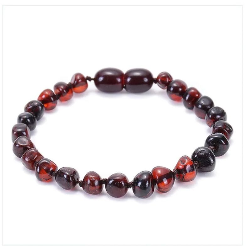 bracelet Pierre Ambre rouge 8 mm, cadeau homme et femme