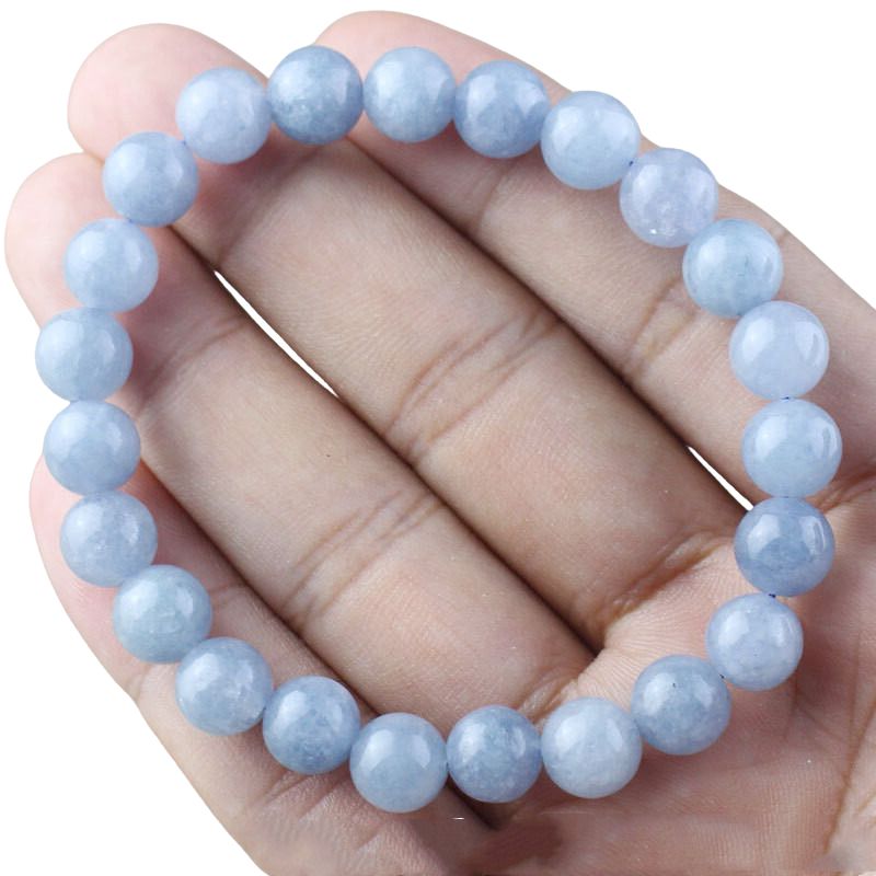 bracelet Pierre Calcédoine 8 mm, cadeau femme et homme pour fêtes