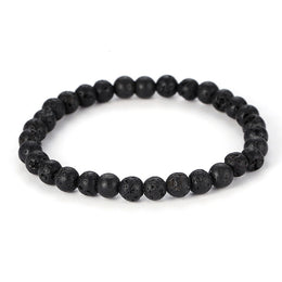 Bracelet Pierre de Lave Boules 6 mm de 19 cm, cadeau homme ou femme 