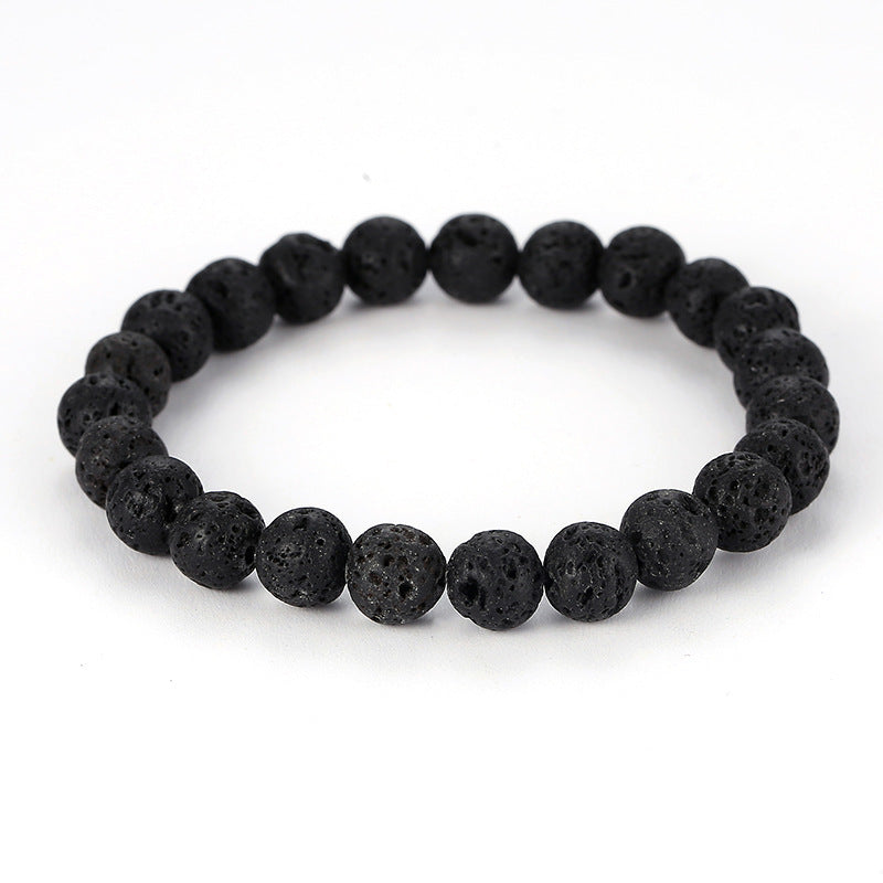 Bracelet Pierre de Lave Boules 8 mm de 19 cm, cadeau homme ou femme