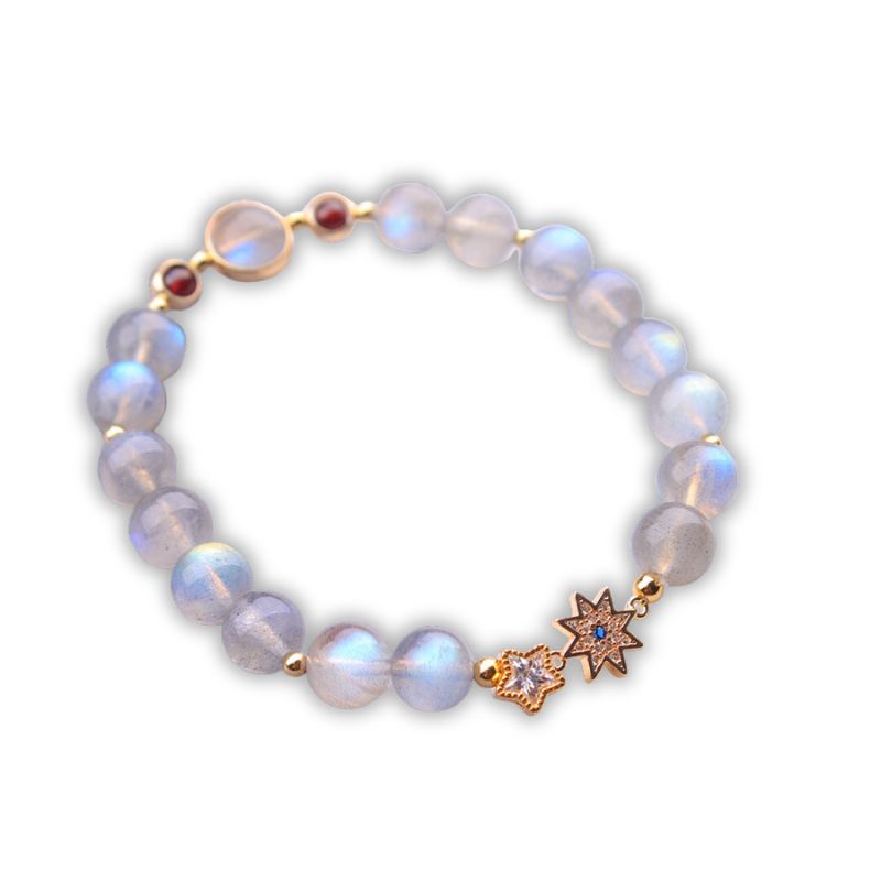 bracelet Pierre de lune et Étoiles, cadeau femme