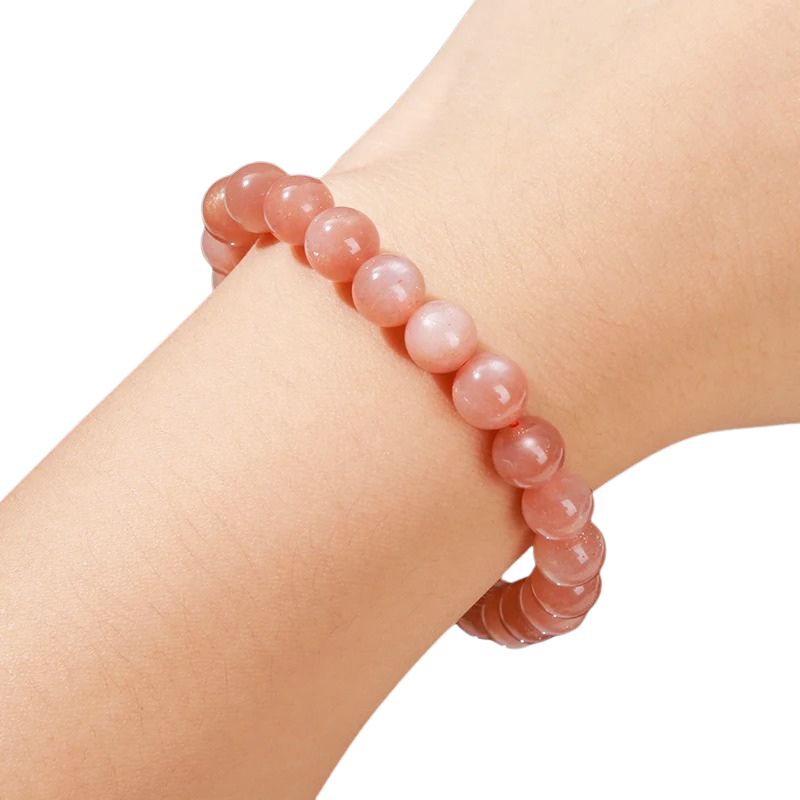 Bracelet Pierre de Soleil Boules de 8 mm - 18 cm, cadeau homme et femme pour fêtes
