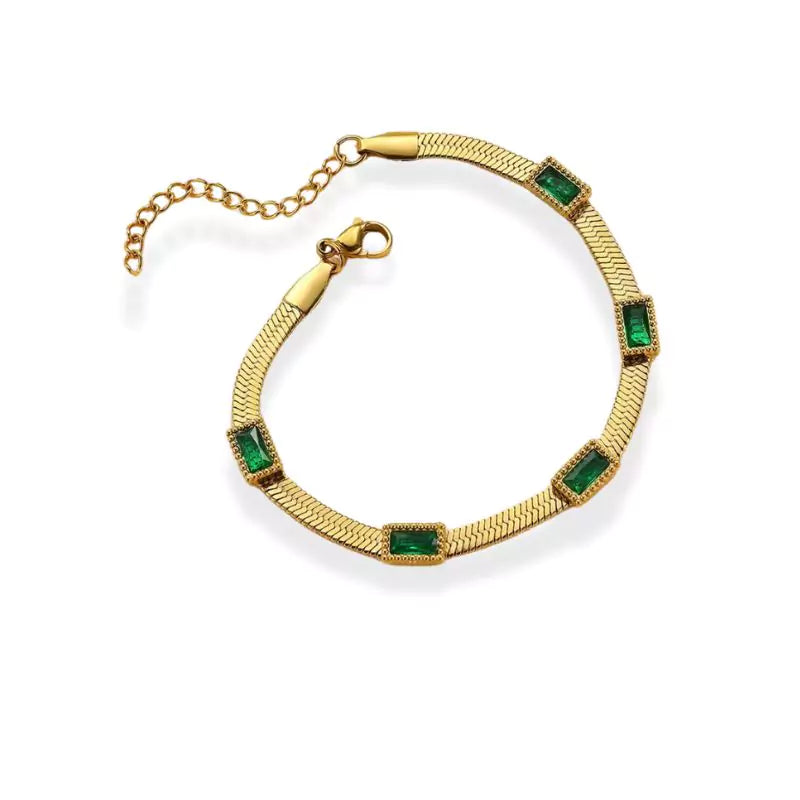 Bracelet pierres émeraude "Luxe", cadeau de lithothérapie pour homme, femme et ados