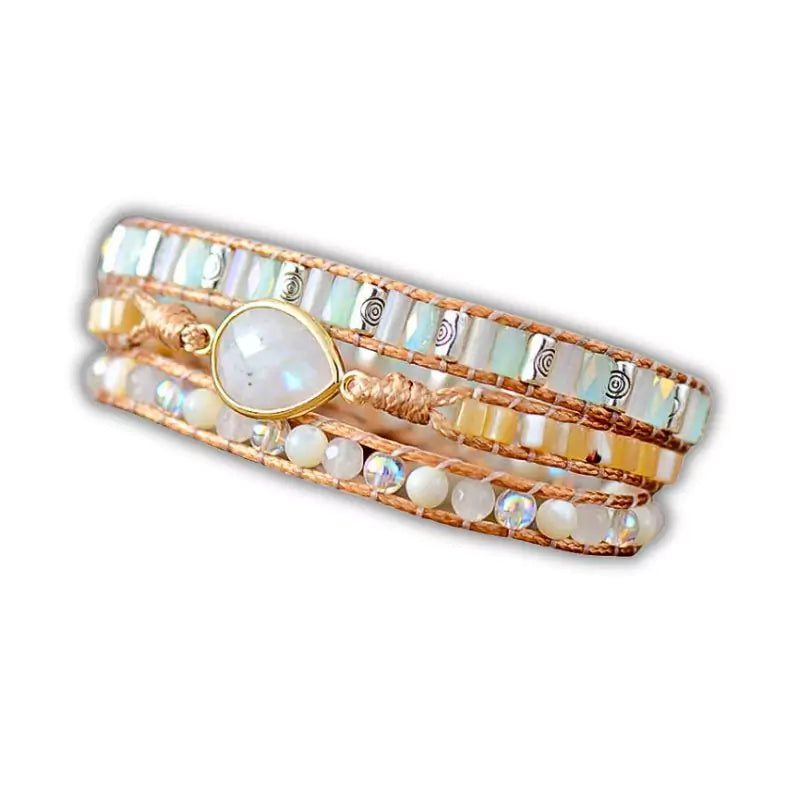 bracelet pierres jade blanc "nomade", cadeau de lithothérapie pour homme, femme et ados