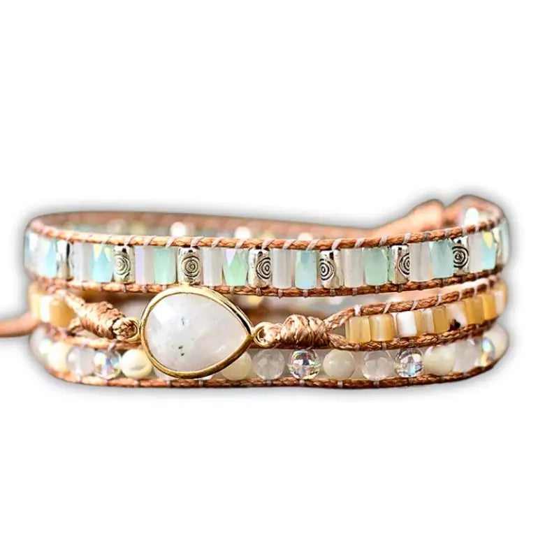 bracelet pierres jade blanc "nomade", cadeau de lithothérapie pour homme, femme et adolescent