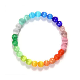 Bracelet pierres oeil de chat 7 Chakras, cadeau de lithothérapie homme, femme et adolescent