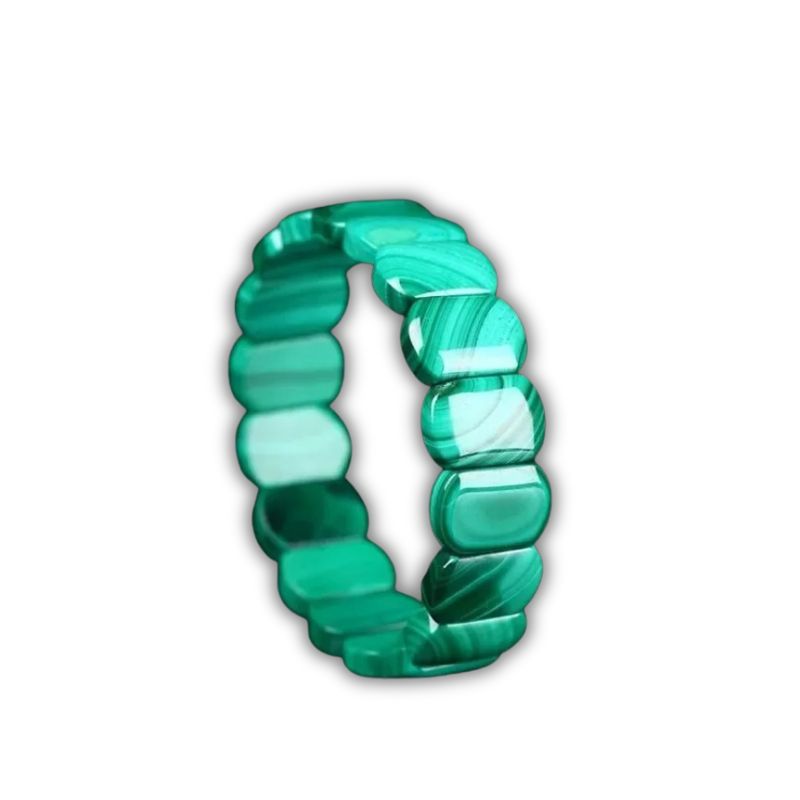 bracelet Pierres Rectangulaires Malachite,  cadeau lithothérapie homme, femme et ados