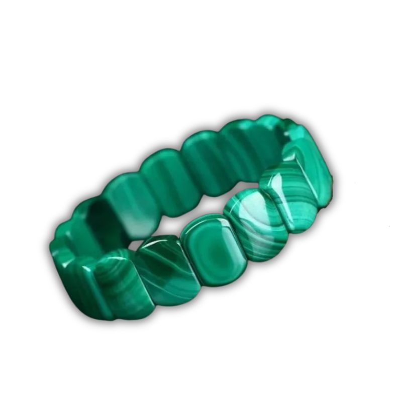 bracelet Pierres Rectangulaires Malachite,  cadeau lithothérapie homme ou femme