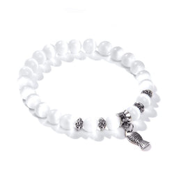 Bracelet "Poisson" Perles de Sélénite et alliage, cadeau homme femme et ados