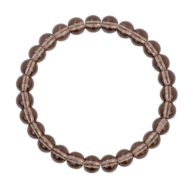 Bracelet Quartz Fumé Boules 8 mm -19 cm, cadeau homme ou femme