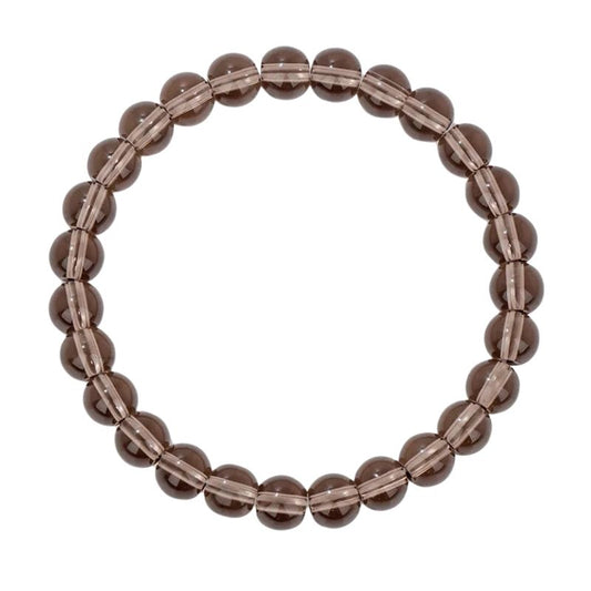 Bracelet Quartz Fumé Boules 8 mm -19 cm, cadeau homme ou femme