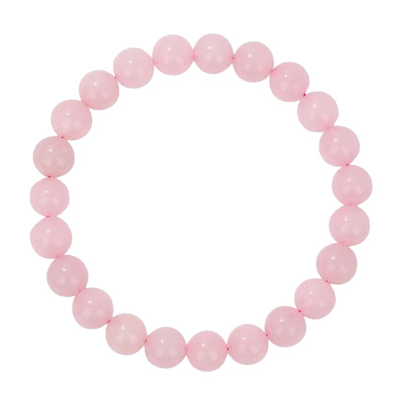 Bracelet Quartz Rose Boules 8 mm -19 cm, cadeau homme ou femme 
