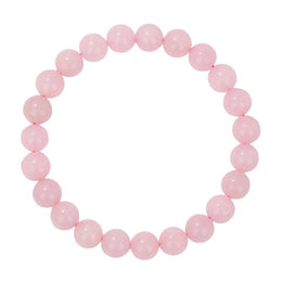Bracelet Quartz Rose Boules 8 mm -19 cm, cadeau homme ou femme 