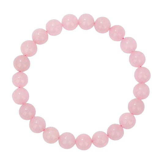 Bracelet Quartz Rose Boules 8 mm -19 cm, cadeau homme ou femme 