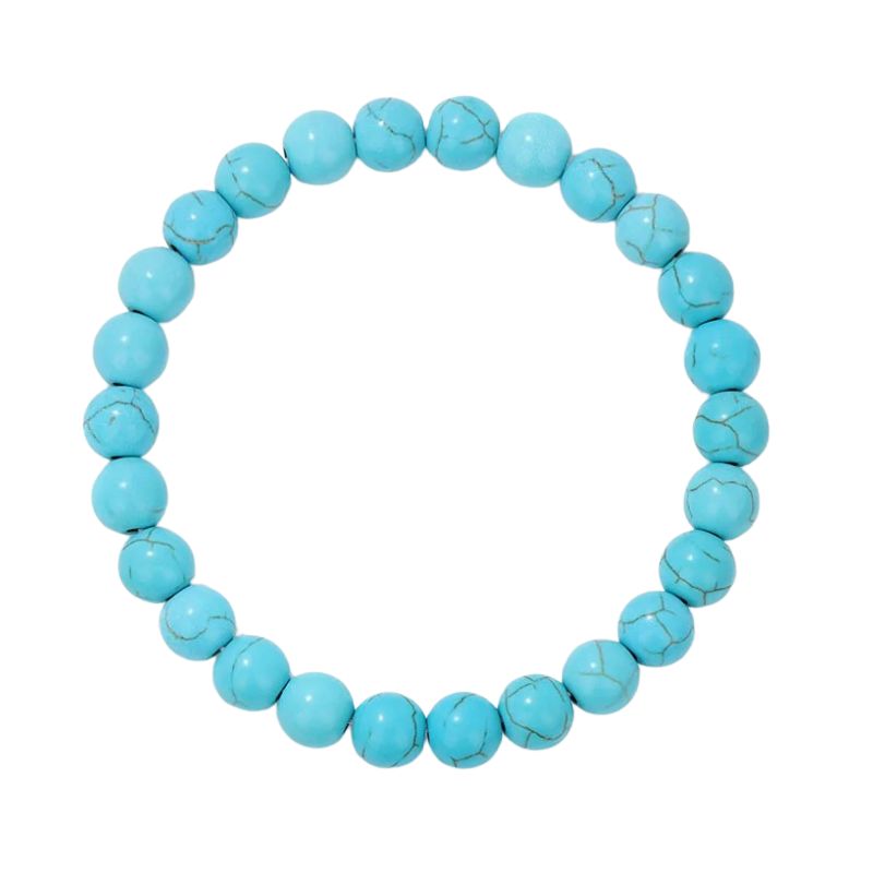 Bracelet Turquoise Boules 8 mm -19 cm, cadeau homme et femme