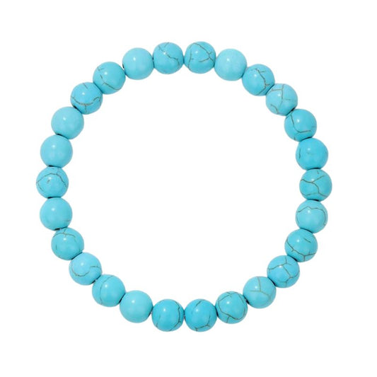 Bracelet Turquoise Boules 8 mm -19 cm, cadeau homme et femme