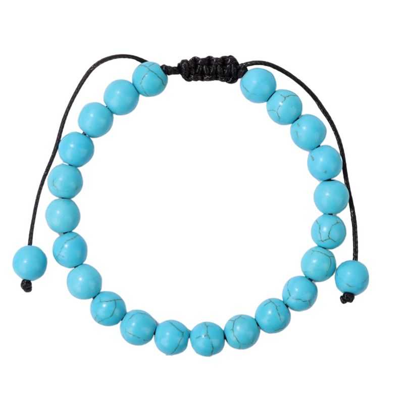 Bracelet Turquoise "Ciel" Boules 8 mm Cordon Ajustable, cadeau homme ou femme