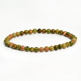 Bracelet Unakite Pierres Boules 4 mm, cadeau