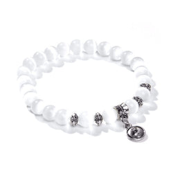 Bracelet "Yin Yang" Perles de Sélénite et alliage, cadeau homme femme et ados