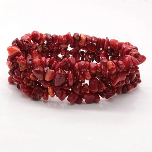 bracelet "Zen" Pierres Corail Rouge en lithothérapie, cadeau homme ou femme
