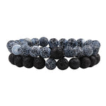 Bracelet "duo" Pierre de Lave et Agate - 19 cm - Vignette | Lithothérapie Naturelle