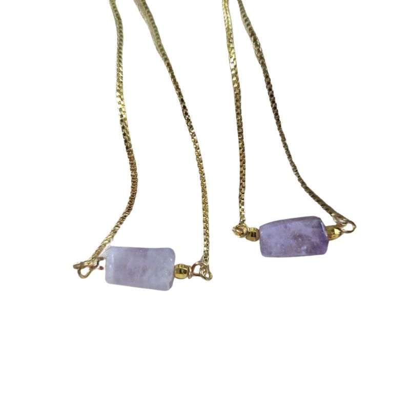 Bracelets fins "Exquis" en pierre naturelle Améthyste ajustable, cadeaux pour femme et homme