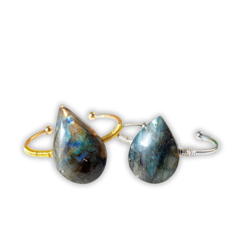 bracelets Labradorite Goutte d'eau Tressé or ou argent, cadeau femme