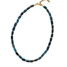 collier "Cylindre" Pierres Apatite, cadeau lithothérapie homme et femme 